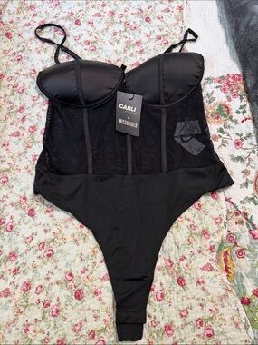 Missguided Black Bustier-Style Underwire Bodysuit